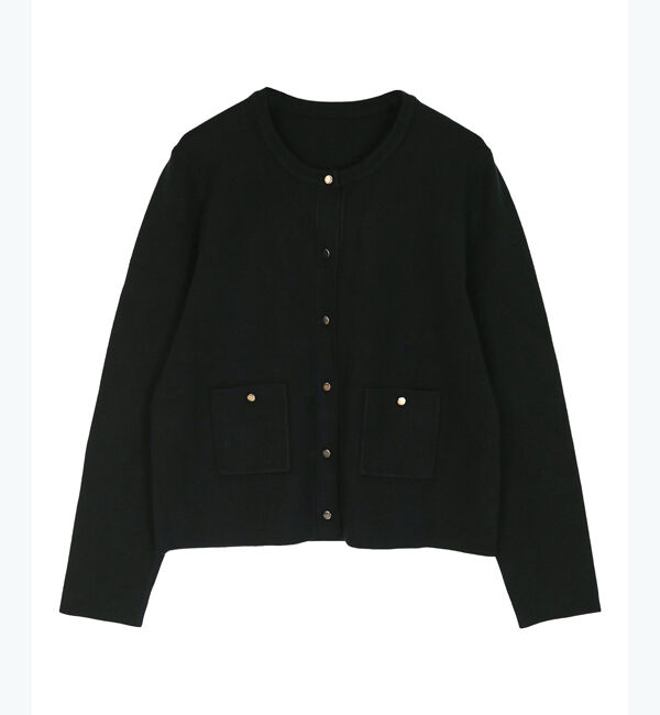 ur's「ゴールド釦ポケットデザインニットジャケット」|ニット・セーター|
