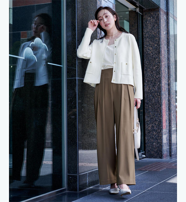 ur's「ゴールド釦ポケットデザインニットジャケット」|ニット・セーター|