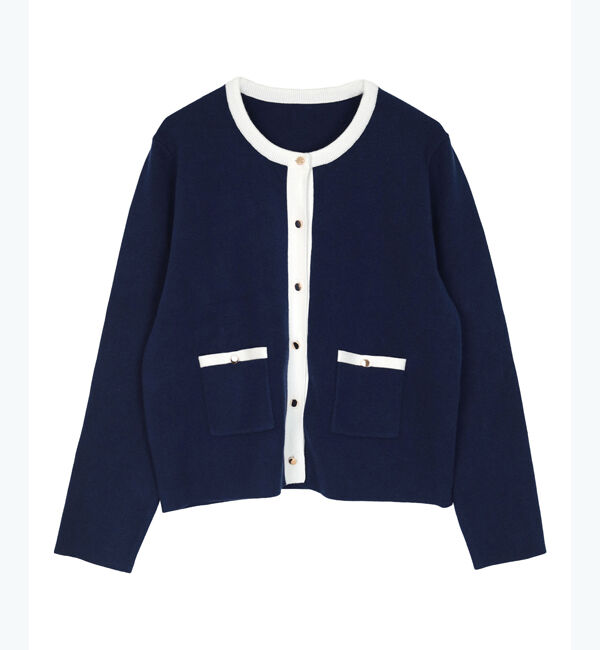 ur's「ゴールド釦ポケットデザインニットジャケット」|ニット・セーター|