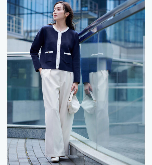 ur's「ゴールド釦ポケットデザインニットジャケット」|ニット・セーター|