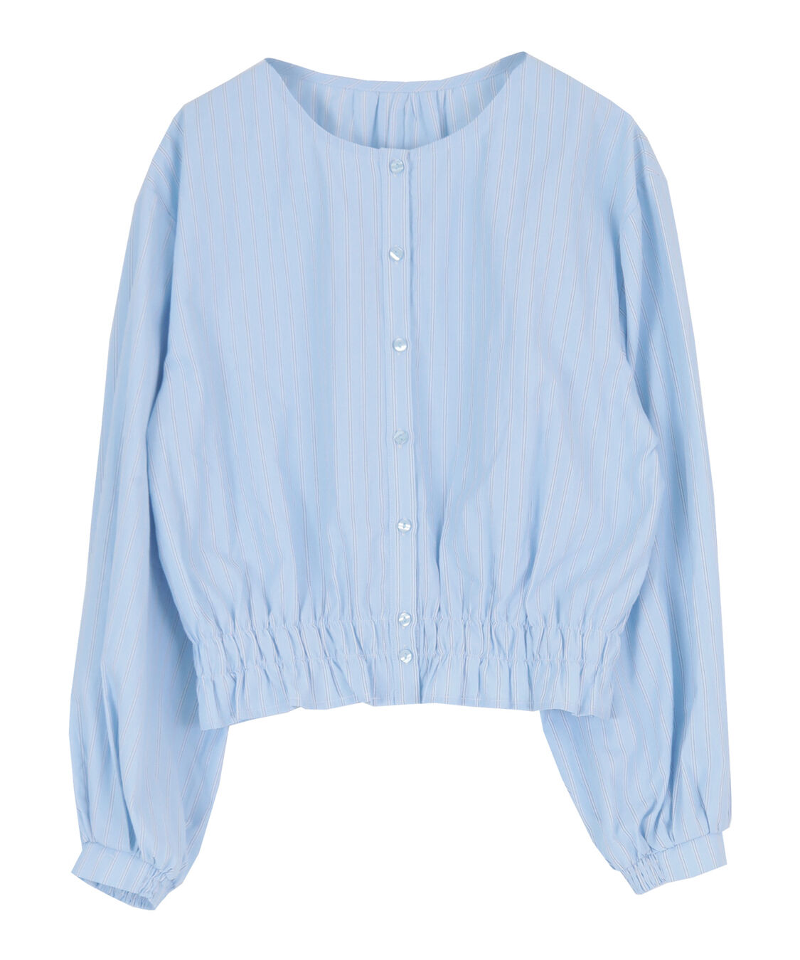 titivate「クルーネック裾シャーリングブラウス」|シャツ・ブラウス|