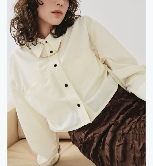 titivate「ロングスリーブクロップドポケットシャツ」|シャツ・ブラウス|