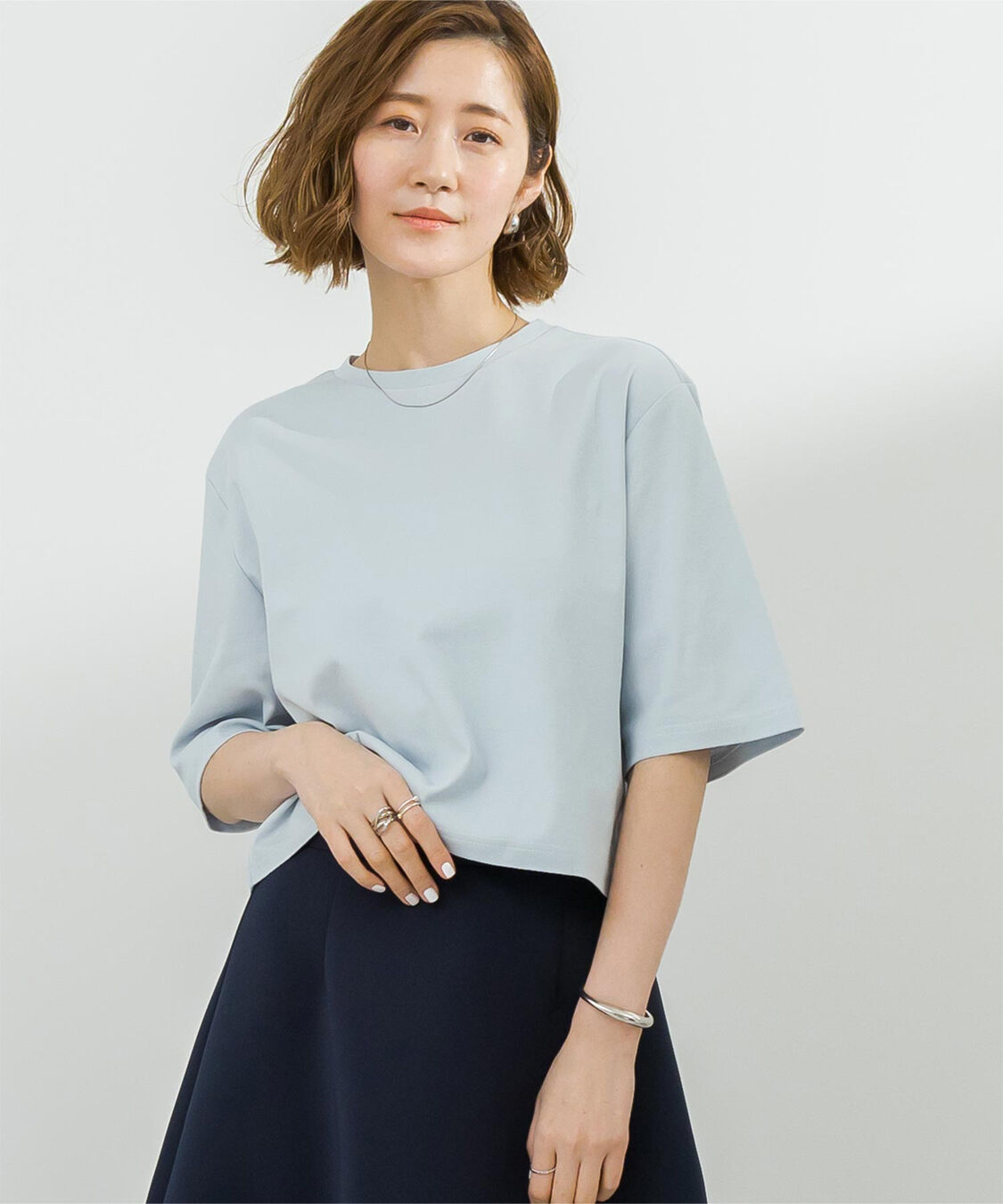 ur's「汗染み防止クロップドTシャツ」|Tシャツ・カットソー|ブルーグレー