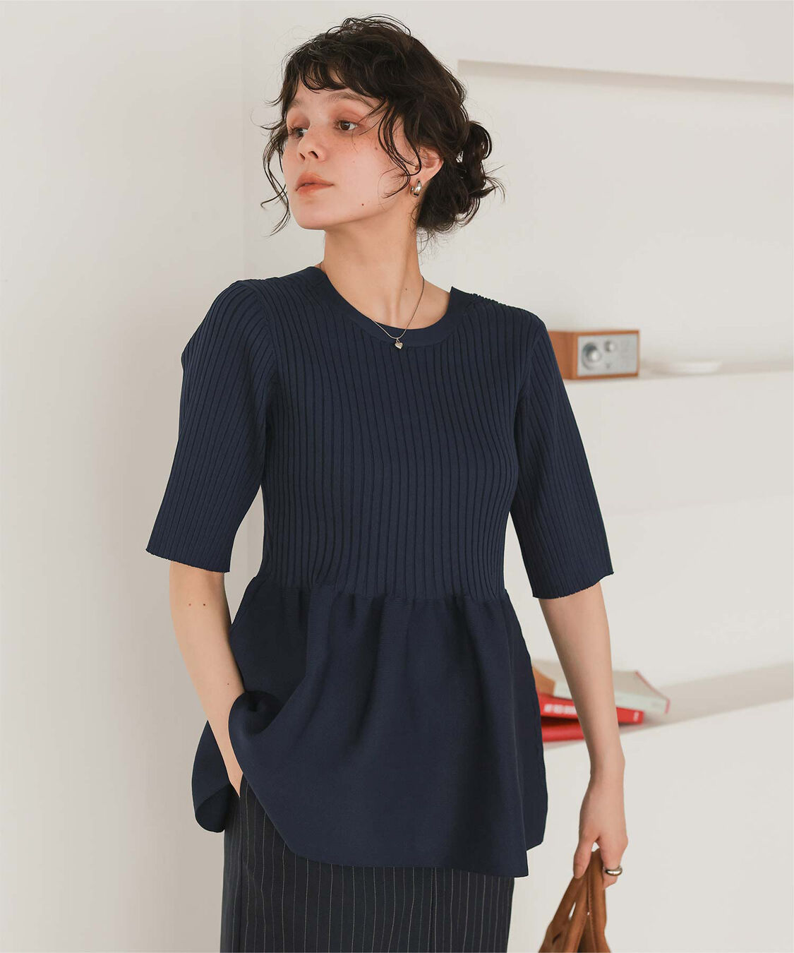 titivate「前後2wayハーフスリーブペプラムニットトップス」|ニット・セーター|