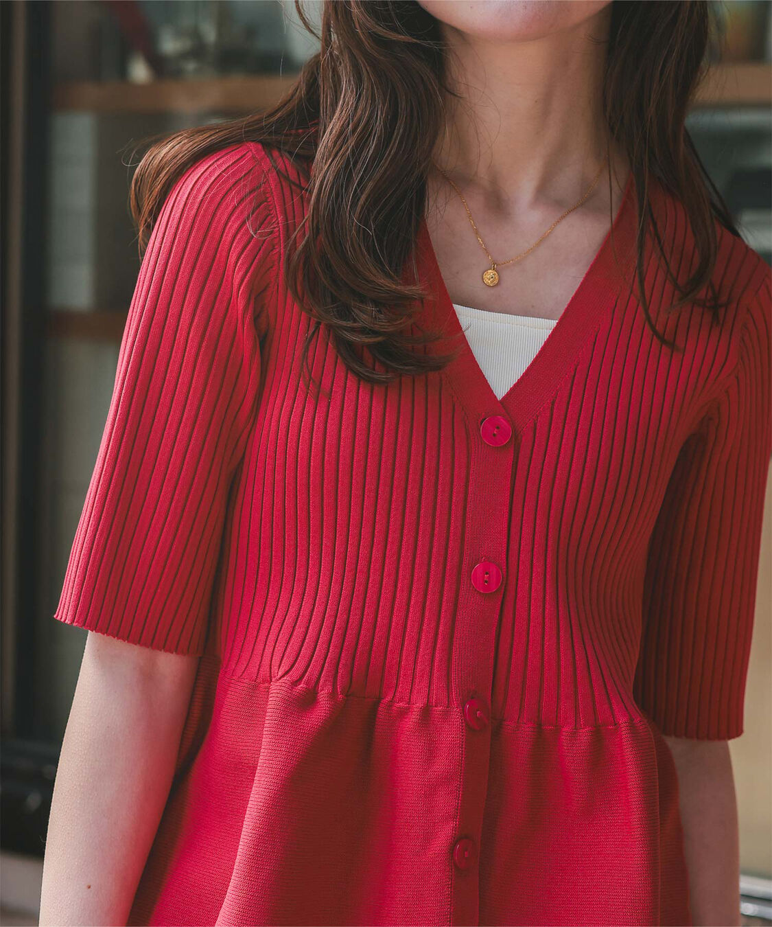 titivate「前後2wayハーフスリーブペプラムニットトップス」|ニット・セーター|