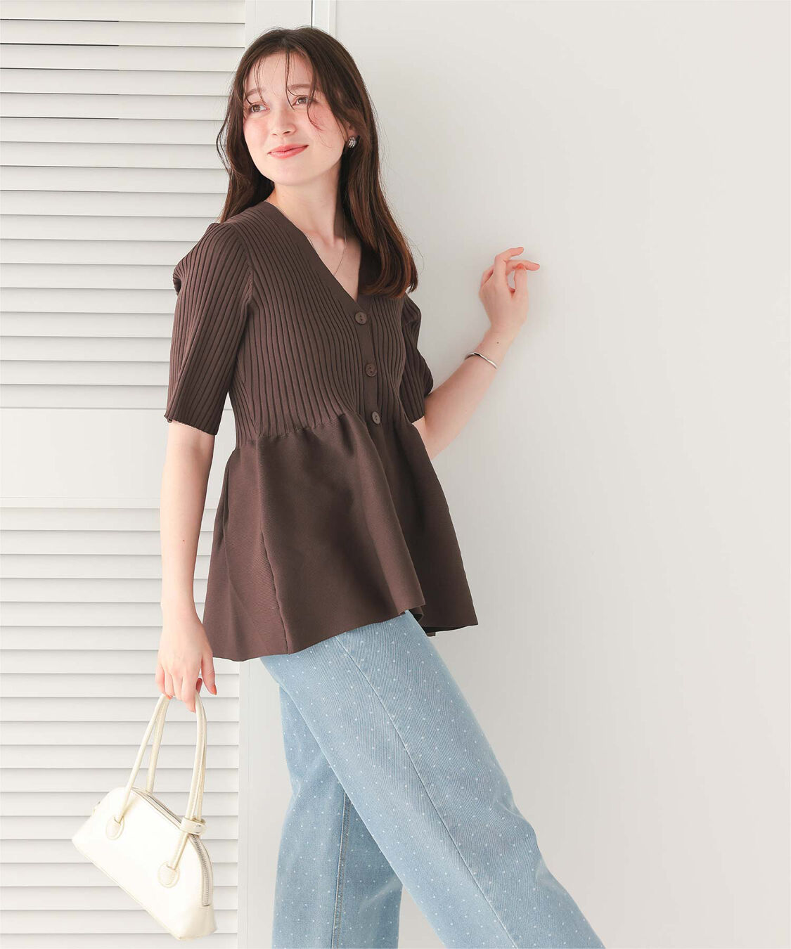 titivate「前後2wayハーフスリーブペプラムニットトップス」|ニット・セーター|