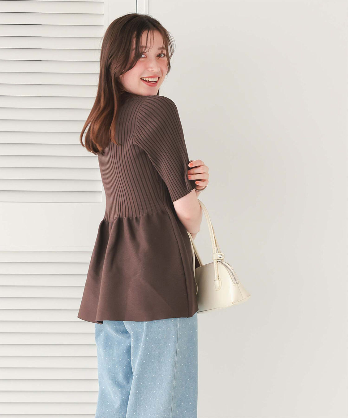 titivate「前後2wayハーフスリーブペプラムニットトップス」|ニット・セーター|