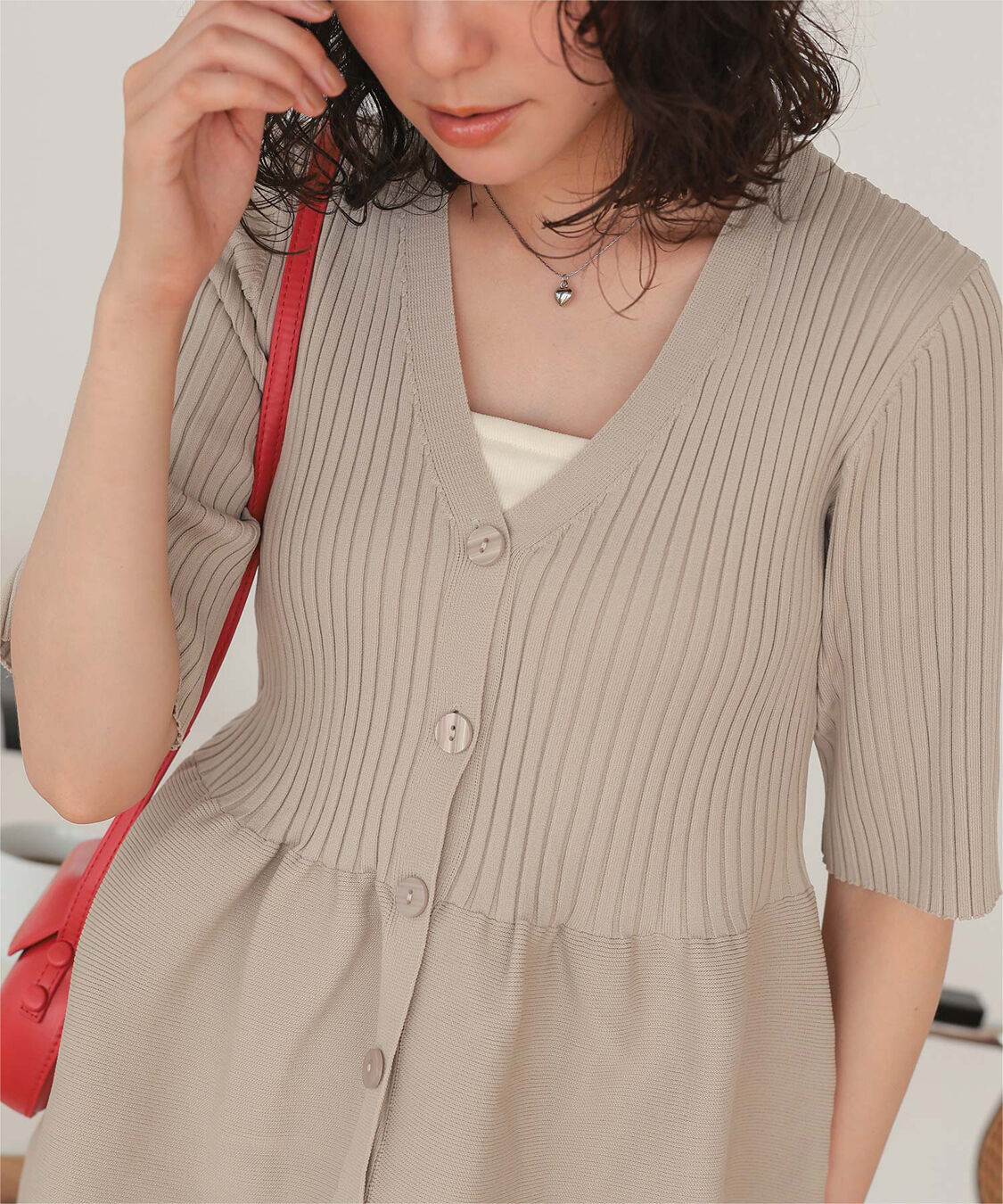 titivate「前後2wayハーフスリーブペプラムニットトップス」|ニット・セーター|