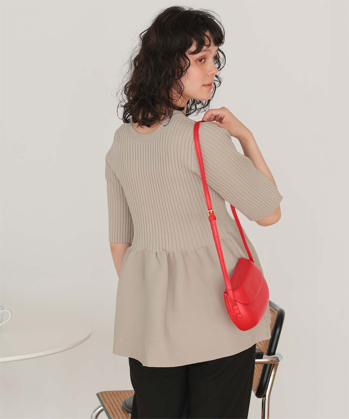 titivate「前後2wayハーフスリーブペプラムニットトップス」|ニット・セーター|