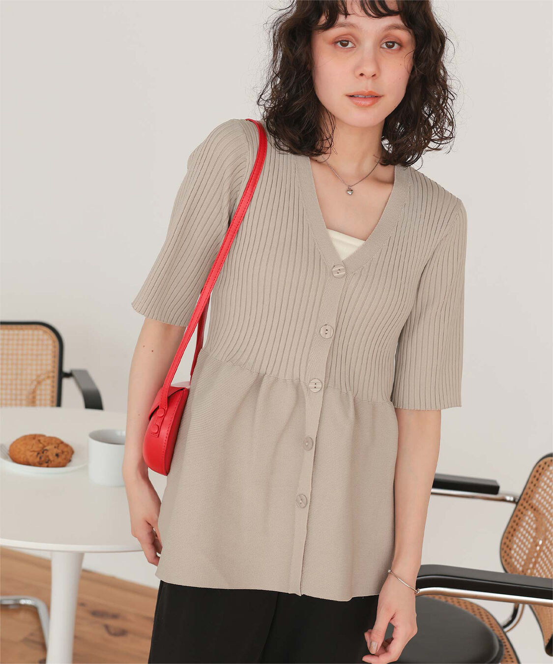 titivate「前後2wayハーフスリーブペプラムニットトップス」|ニット・セーター|