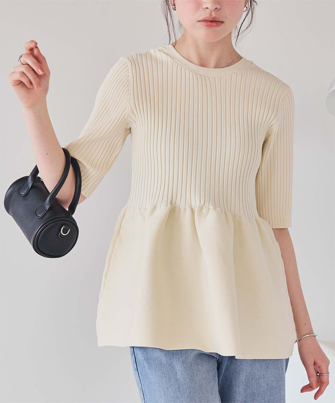 titivate「前後2wayハーフスリーブペプラムニットトップス」|ニット・セーター|