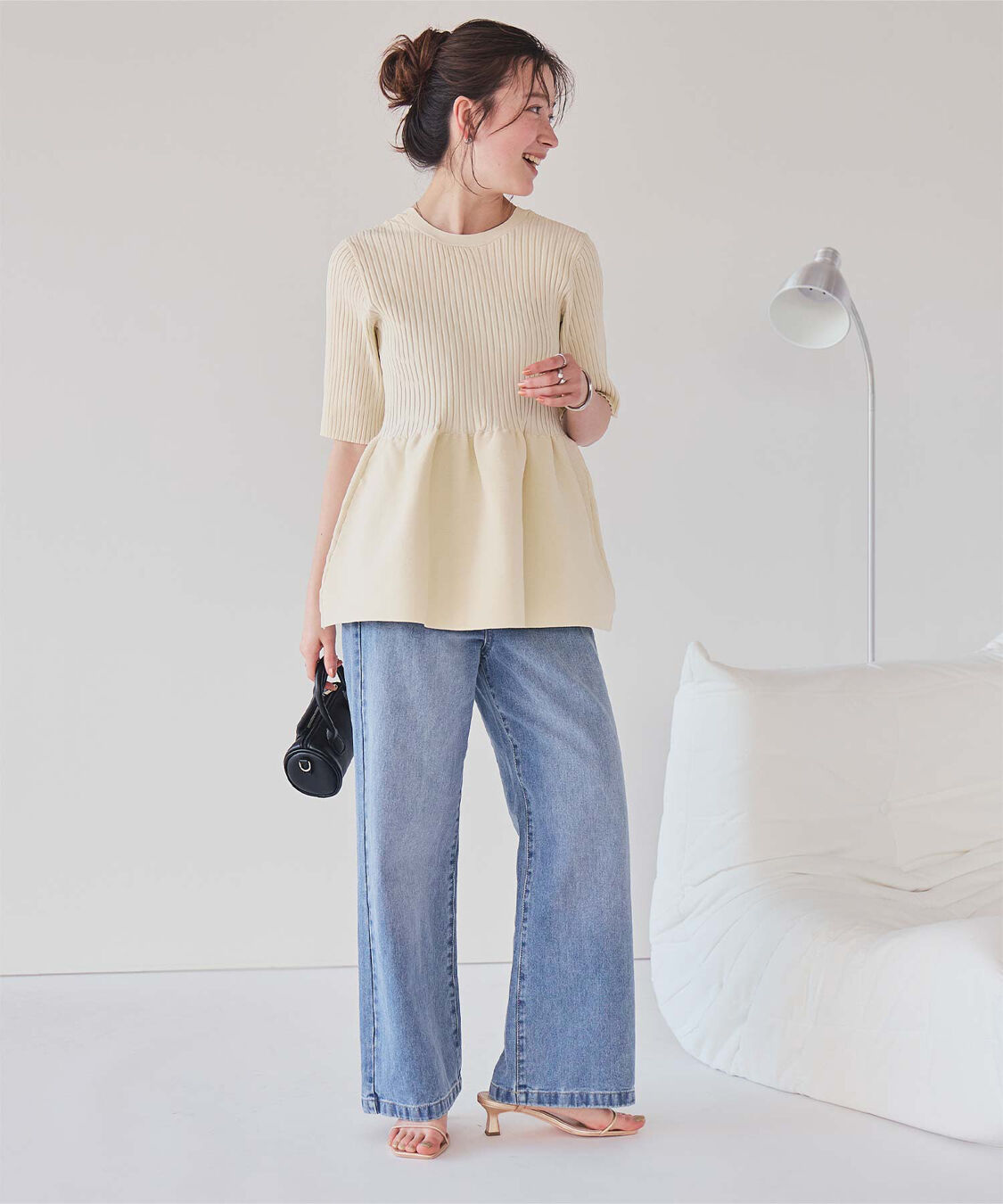 titivate「前後2wayハーフスリーブペプラムニットトップス」|ニット・セーター|