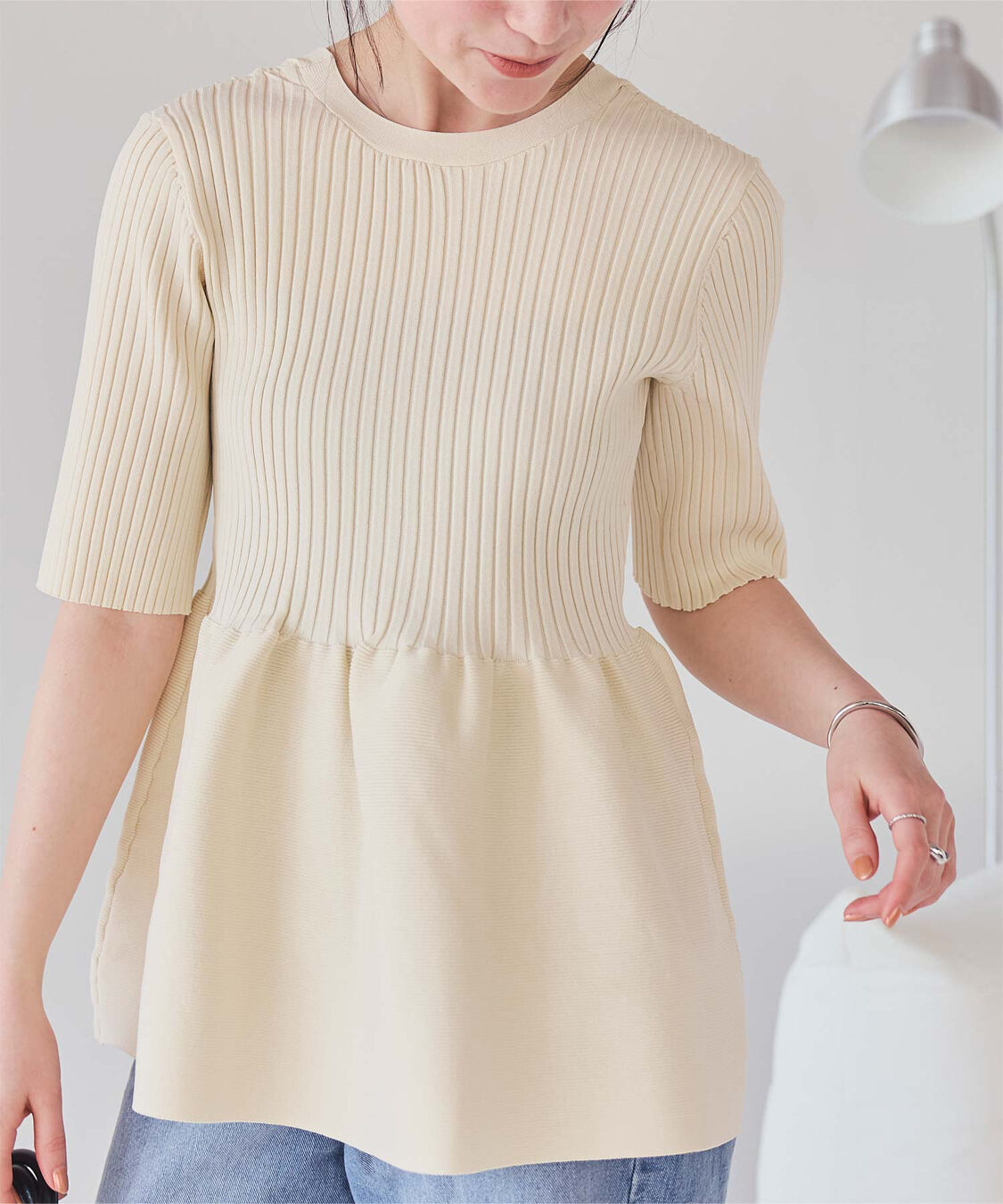 titivate「前後2wayハーフスリーブペプラムニットトップス」|ニット・セーター|