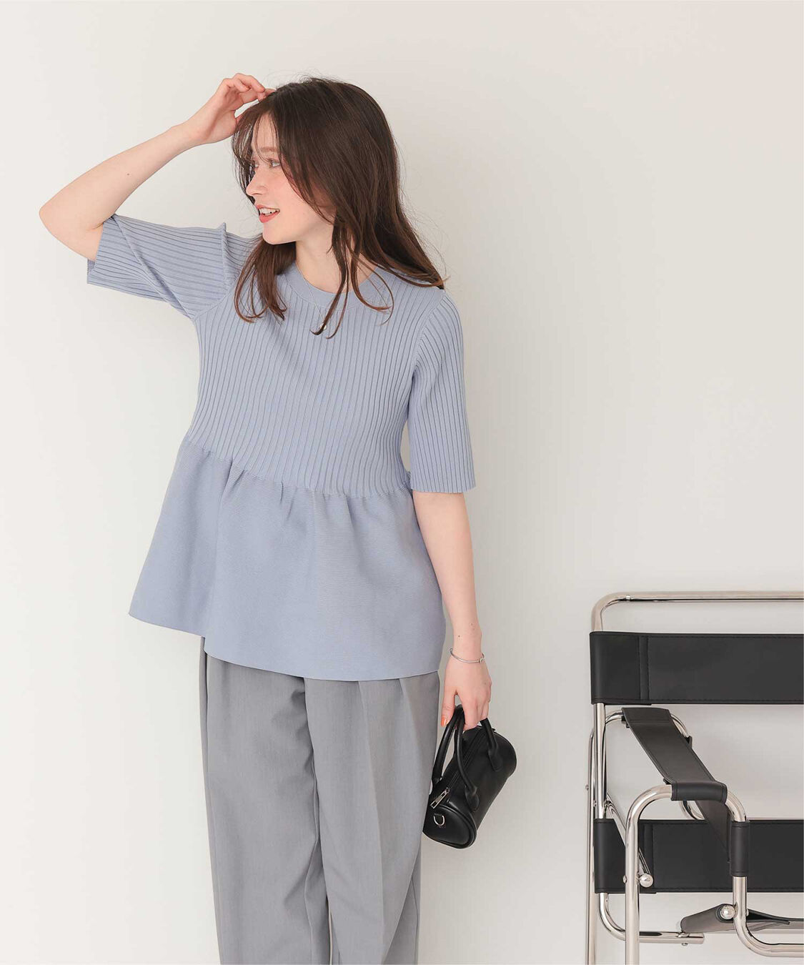 titivate「前後2wayハーフスリーブペプラムニットトップス」|ニット・セーター|