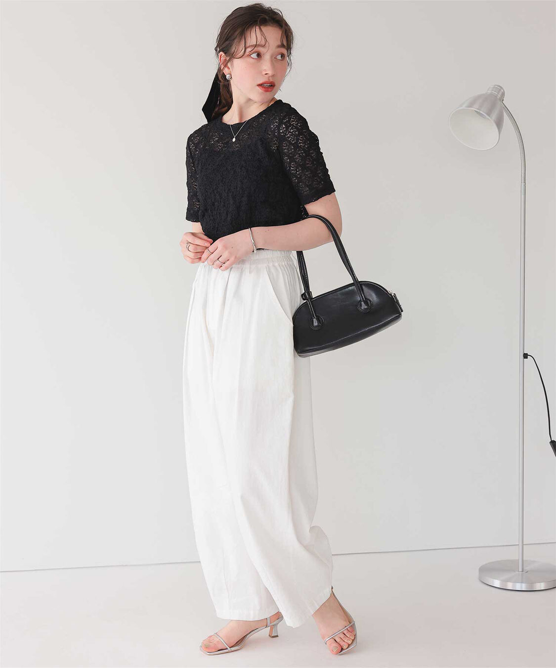 titivate「ハーフスリーブレーストップス」|Tシャツ・カットソー|