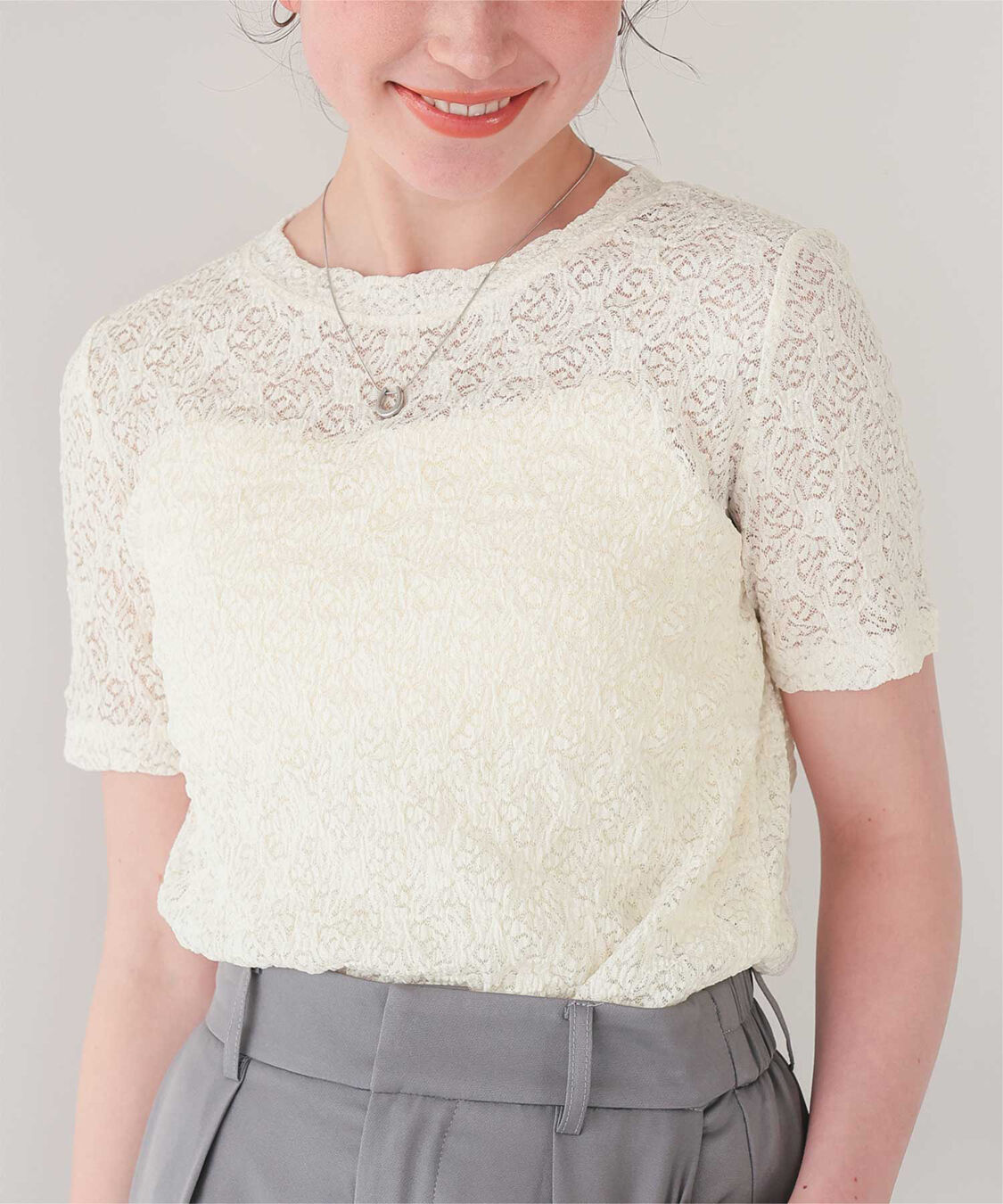 titivate「ハーフスリーブレーストップス」|Tシャツ・カットソー|