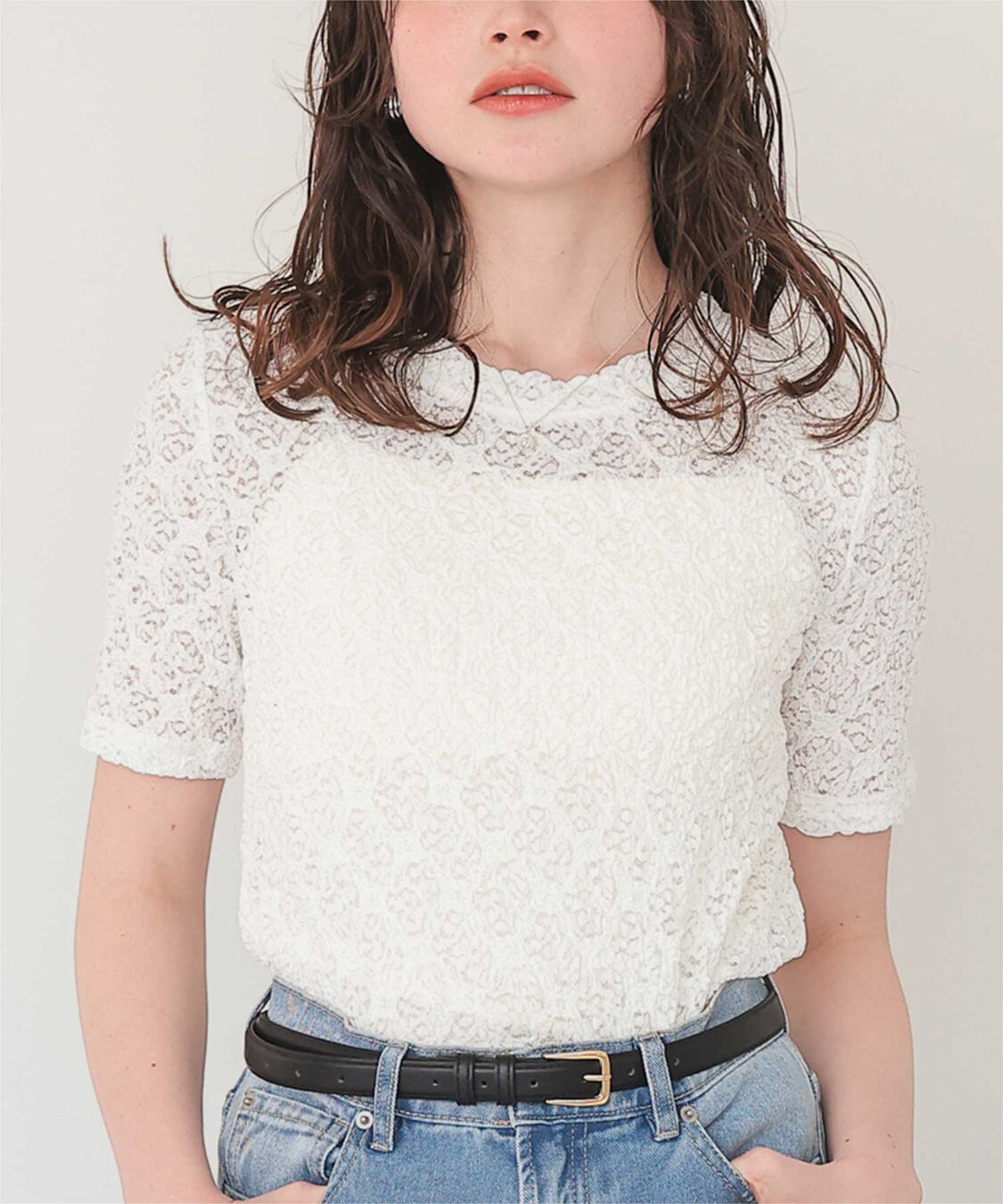 titivate「ハーフスリーブレーストップス」|Tシャツ・カットソー|