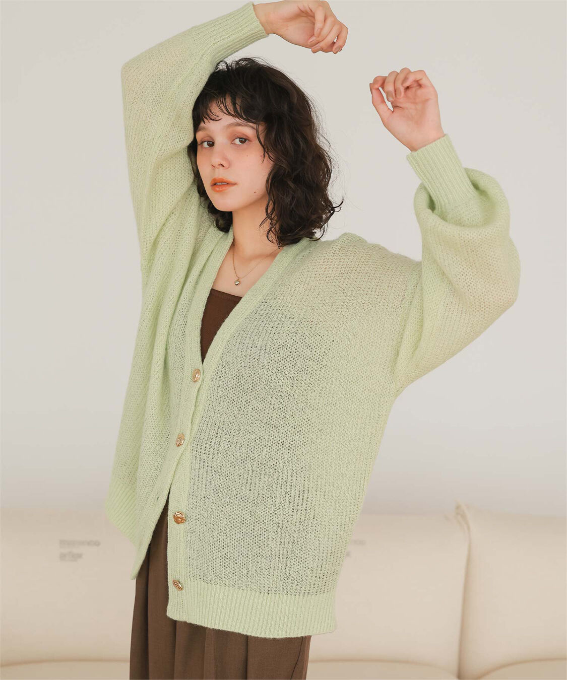 titivate「モヘアライクシアーニットカーディガン」|カーディガン|