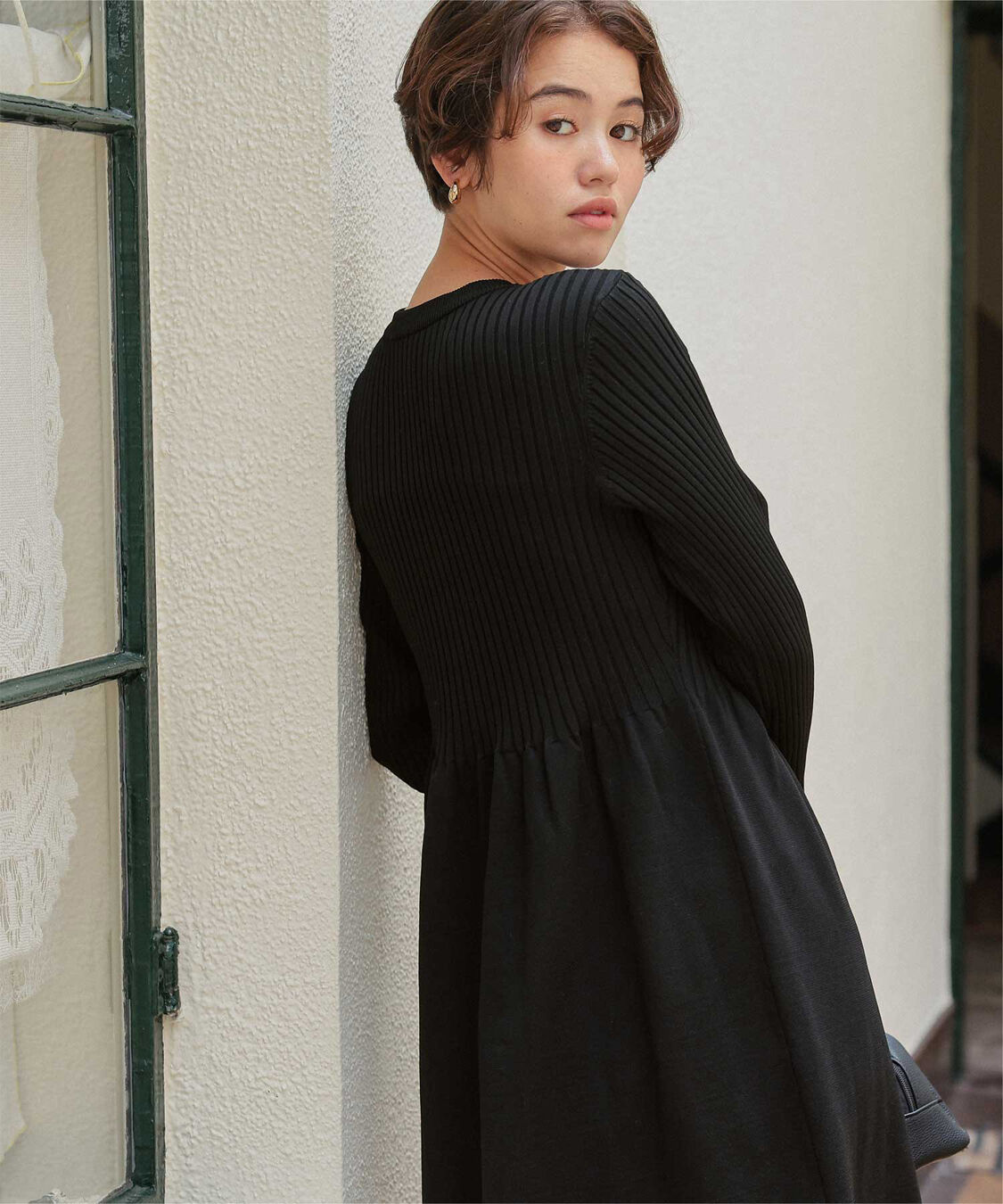 titivate「ヘンリーネックデザインニットワンピース」|ワンピース|