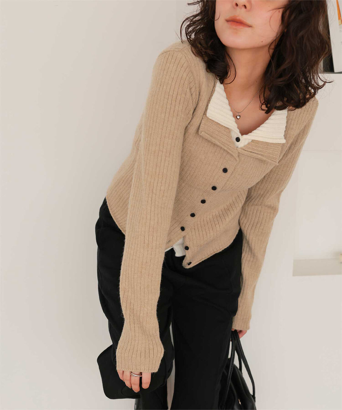 titivate「レイヤード風リブニットトップス」|ニット・セーター|