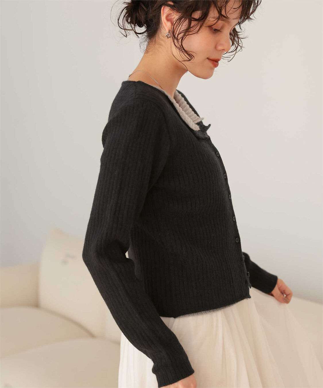 titivate「レイヤード風リブニットトップス」|ニット・セーター|