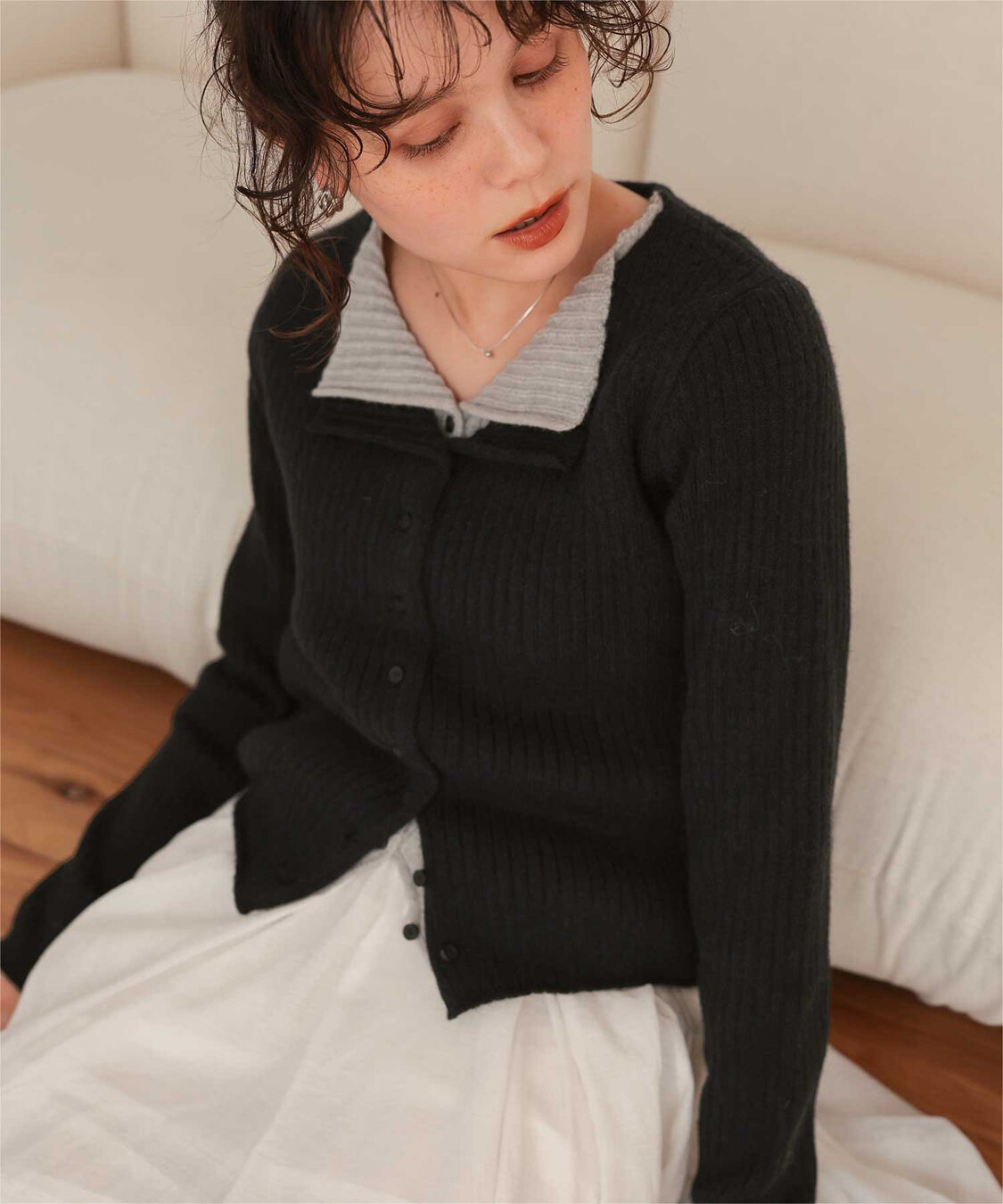 titivate「レイヤード風リブニットトップス」|ニット・セーター|