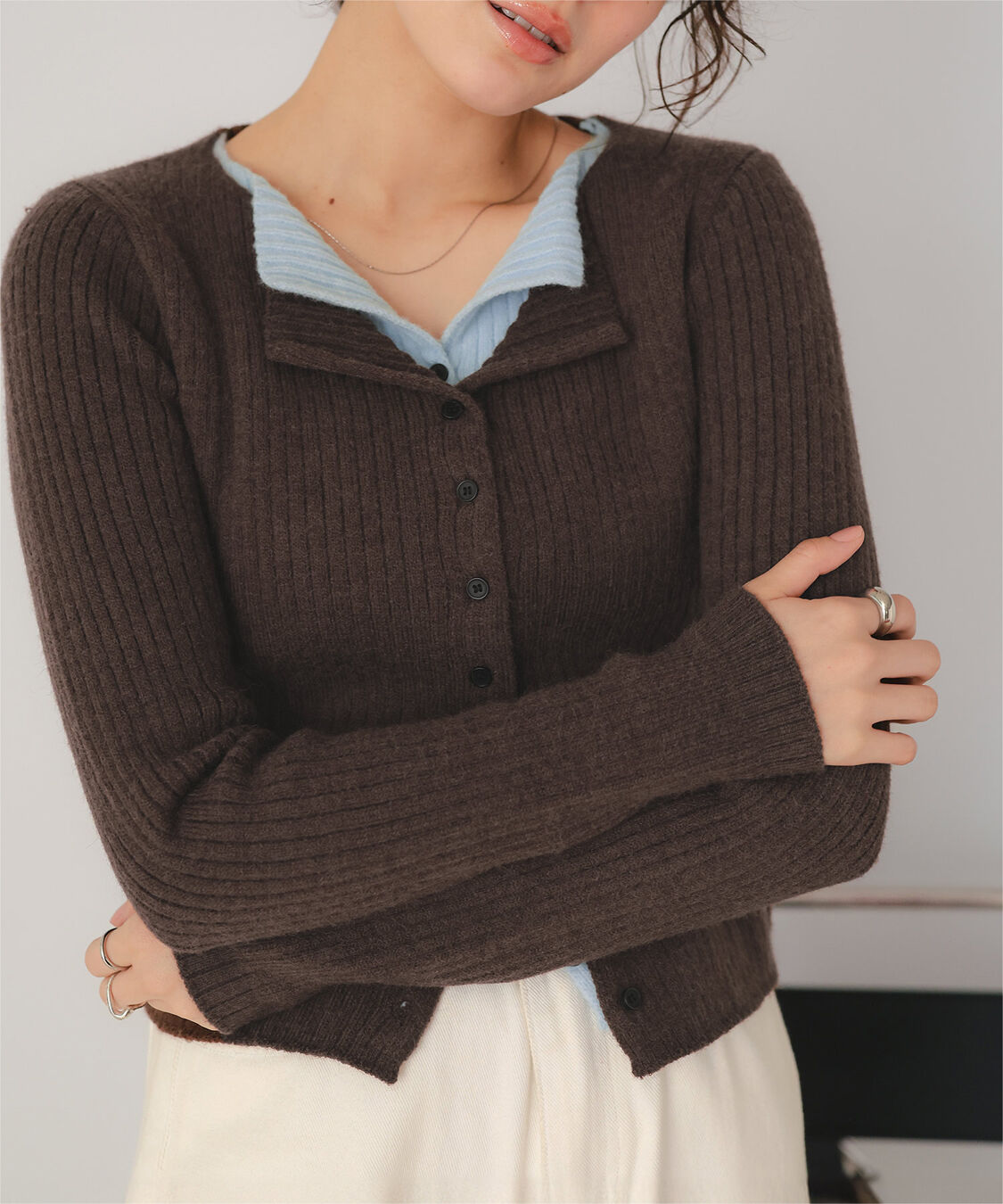 titivate「レイヤード風リブニットトップス」|ニット・セーター|