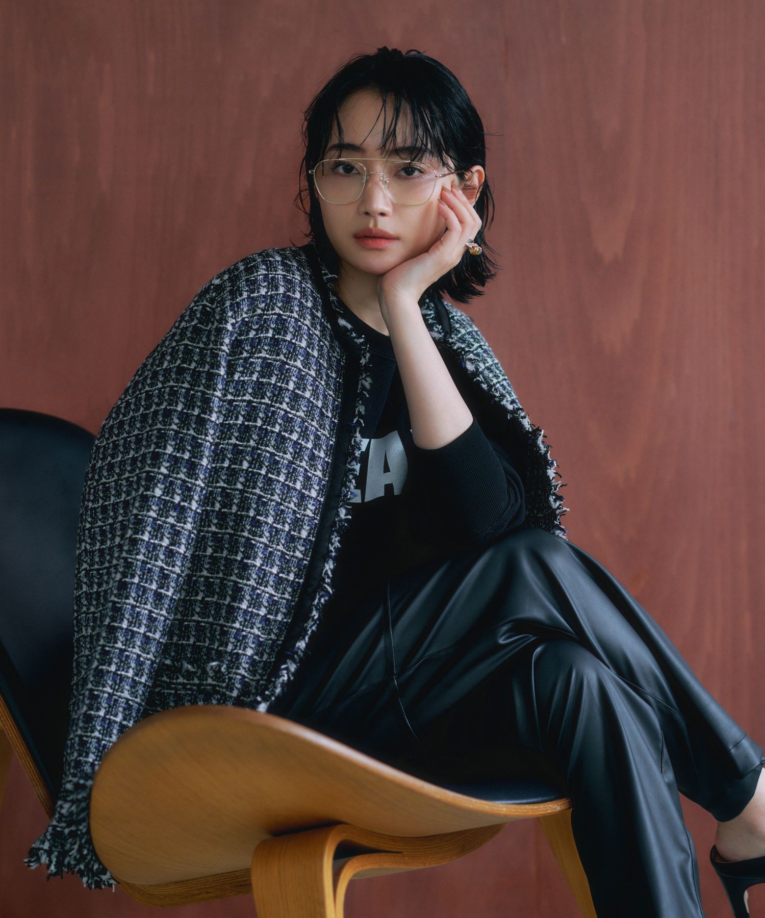 BABYLONE「【柳橋唯さんコラボアイテム】ツイードジャケット」|ノーカラージャケット|ﾌﾞﾙｰ