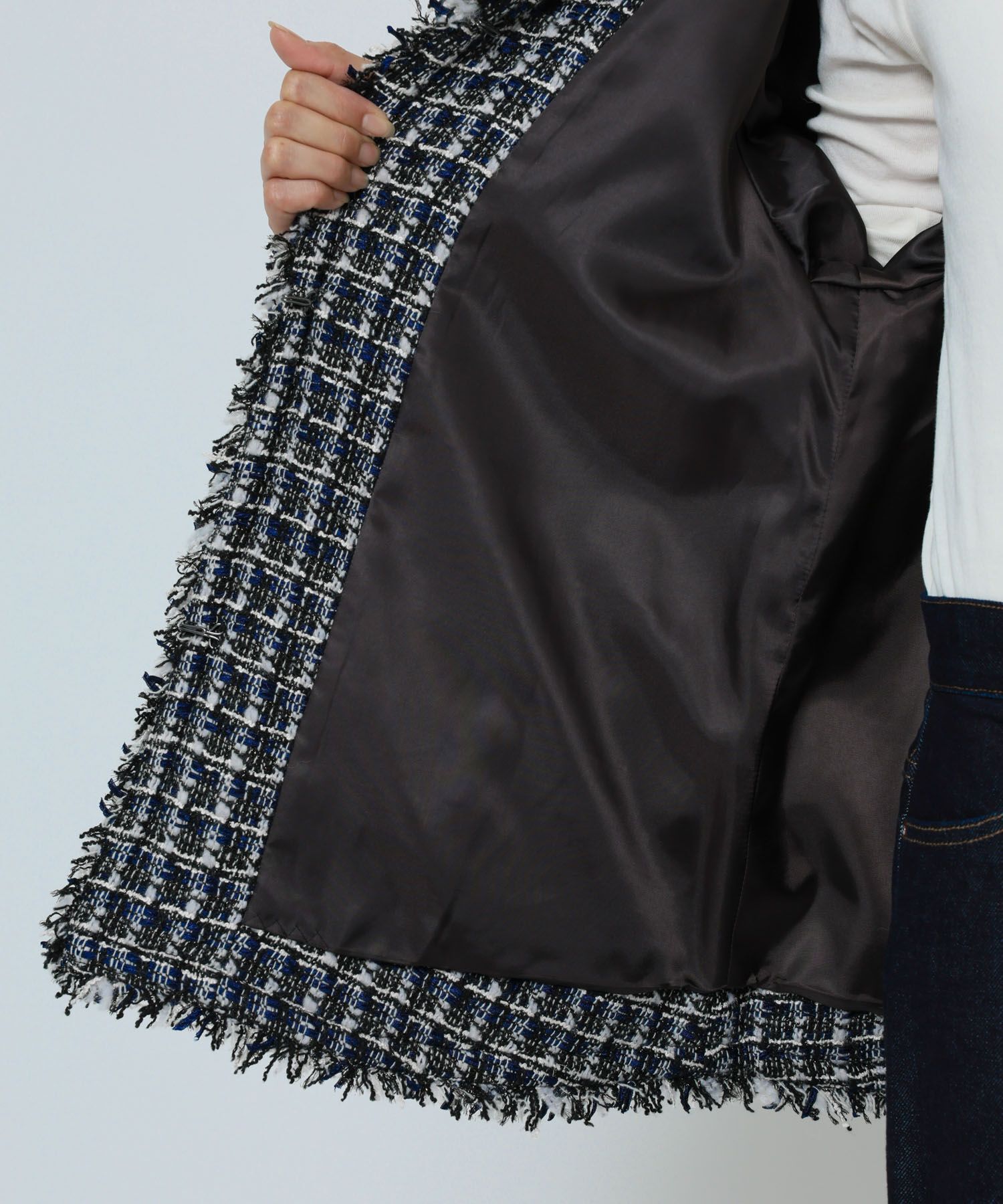 BABYLONE「【柳橋唯さんコラボアイテム】ツイードジャケット」|ノーカラージャケット|