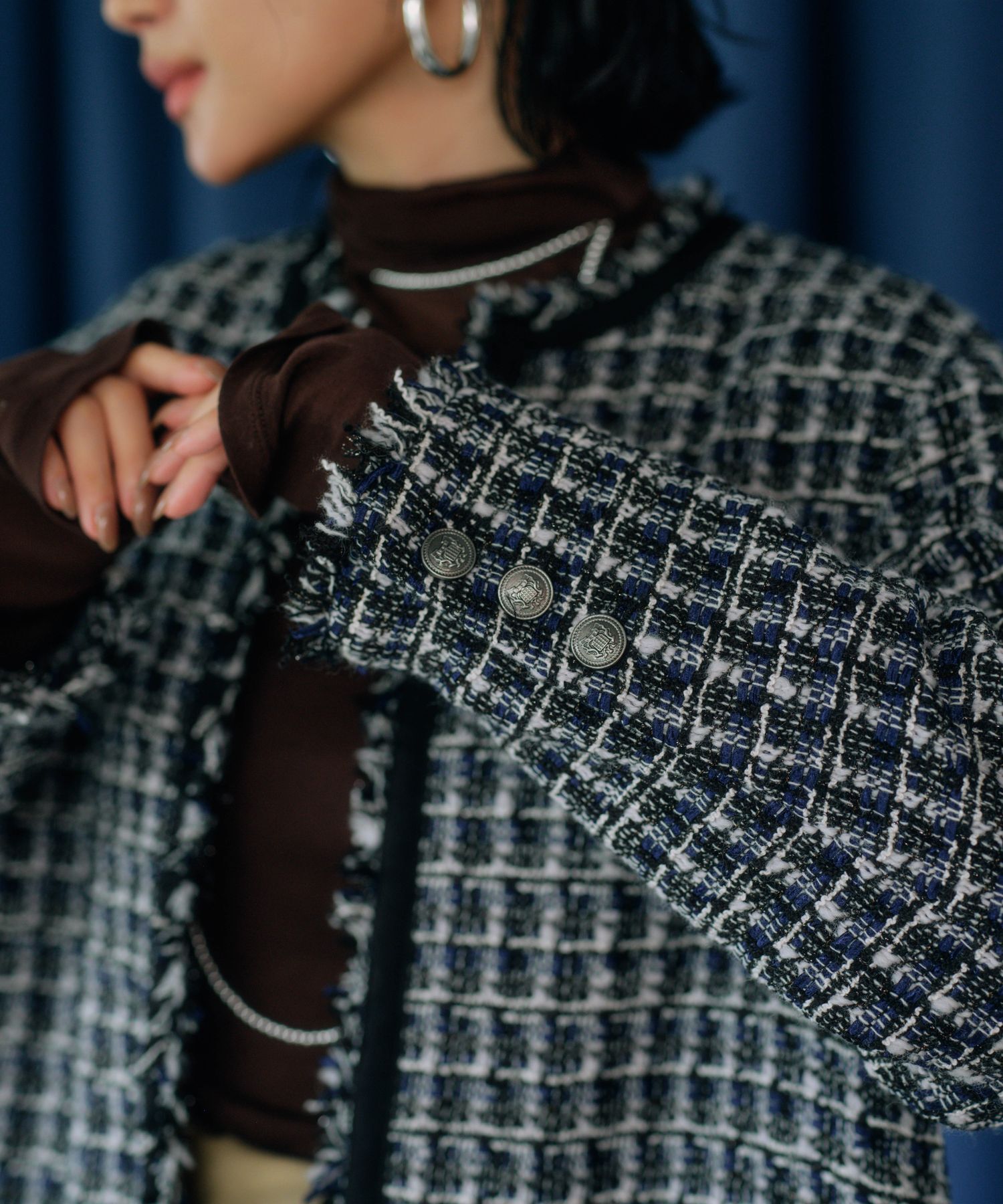 BABYLONE「【柳橋唯さんコラボアイテム】ツイードジャケット」|ノーカラージャケット|