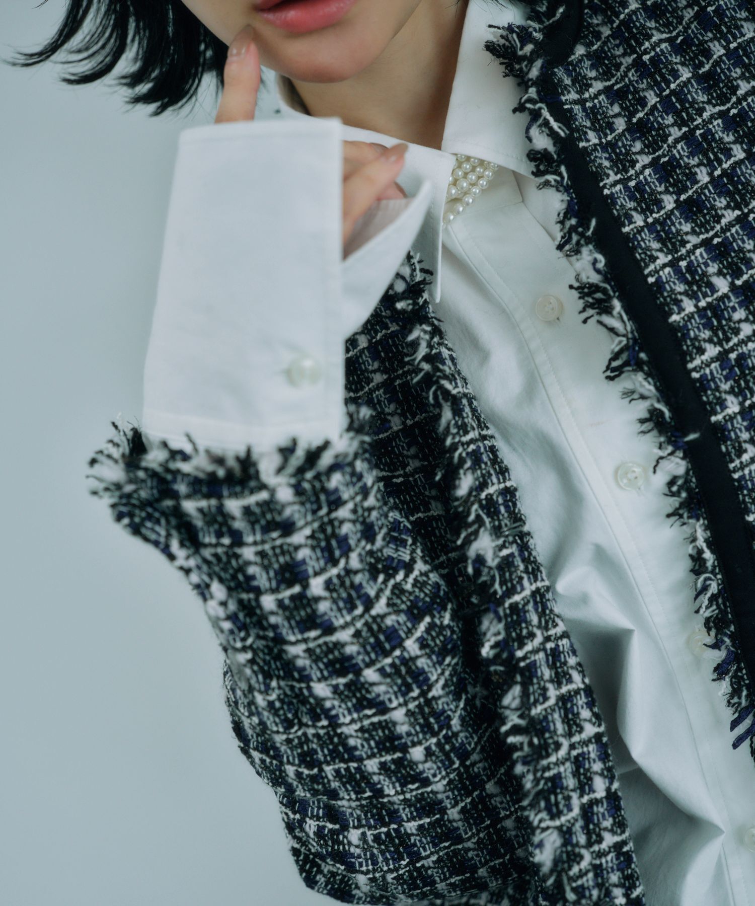 BABYLONE「【柳橋唯さんコラボアイテム】ツイードジャケット」|ノーカラージャケット|