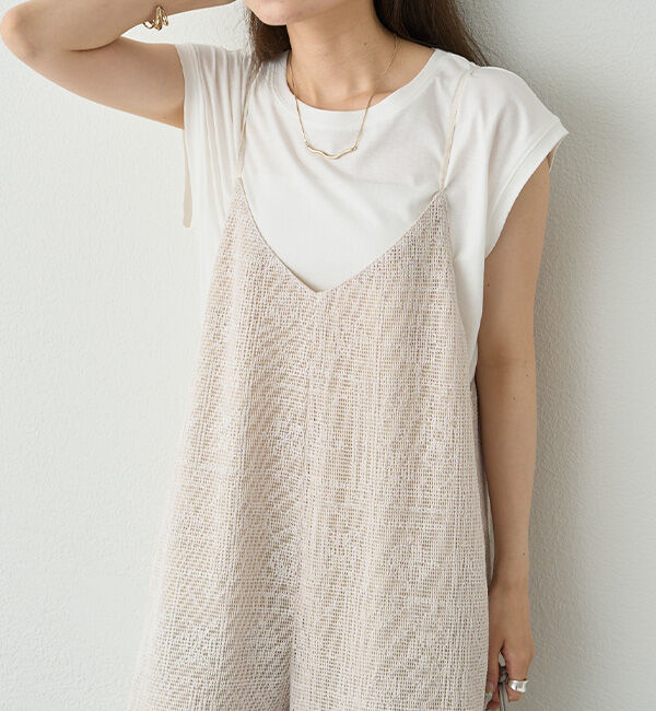  「メッシュクロス刺繍サロペット」|その他|