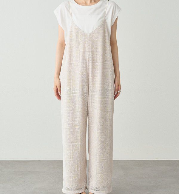  「メッシュクロス刺繍サロペット」|その他|