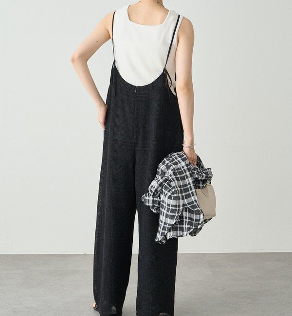  「メッシュクロス刺繍サロペット」|その他|