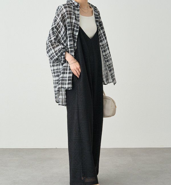  「メッシュクロス刺繍サロペット」|その他|