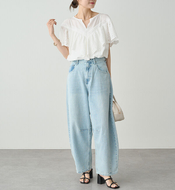  「【ブラウス見え】スカラップレースドッキングTシャツ」|Tシャツ・カットソー|