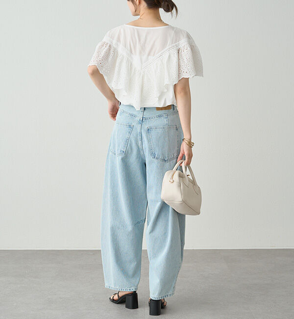  「【ブラウス見え】スカラップレースドッキングTシャツ」|Tシャツ・カットソー|