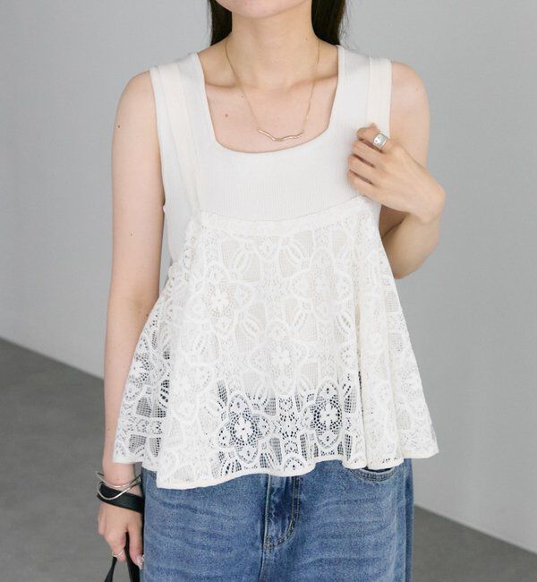  「リバー調レースビスチェ」|キャミソール|