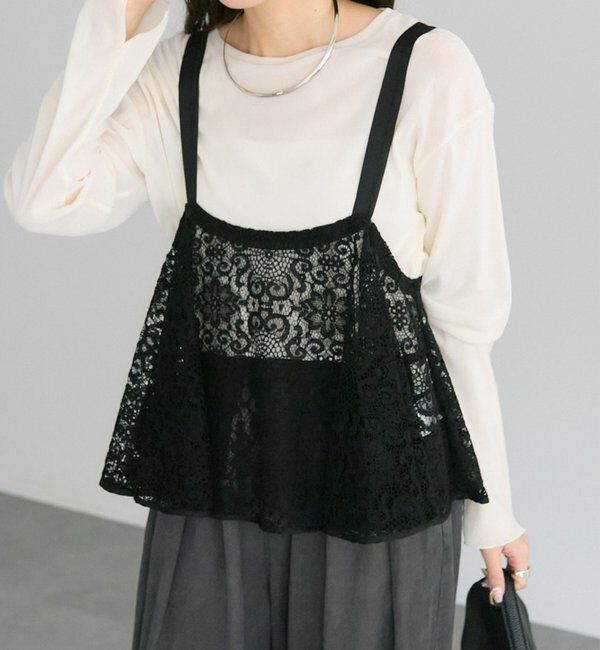  「リバー調レースビスチェ」|キャミソール|ブラック