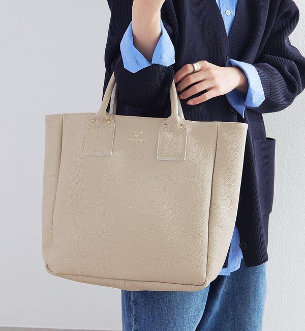  「レザートートバッグ」|ショルダー・メッセンジャー|グレイッシュベージュ