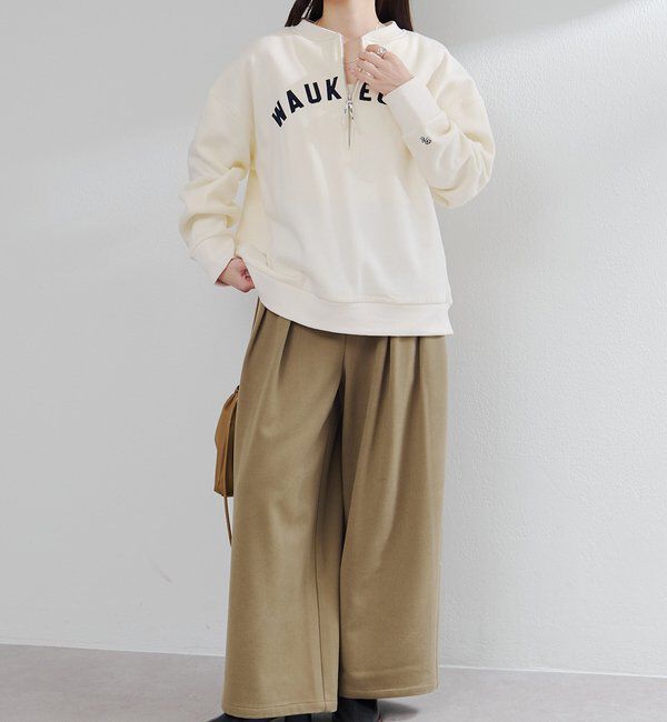  「フロッキープリントハーフジップ裏起毛スウェット」|プルオーバー|