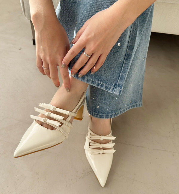  「リボン付きポインテッドストラップシューズ」|その他|