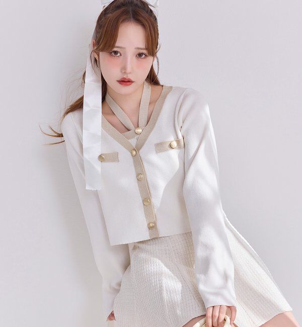  「配色ラメニットカーディガン」|ニット・セーター|