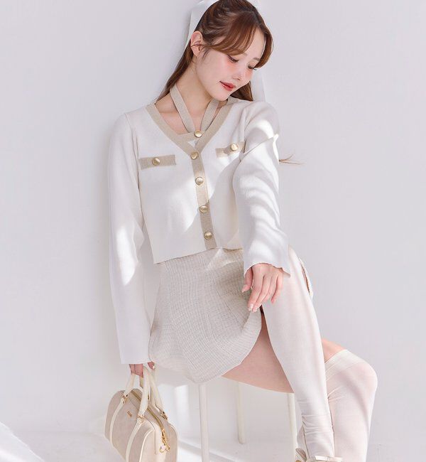  「配色ラメニットカーディガン」|ニット・セーター|