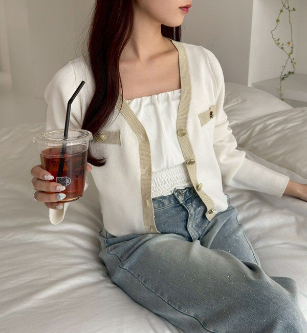  「配色ラメニットカーディガン」|ニット・セーター|