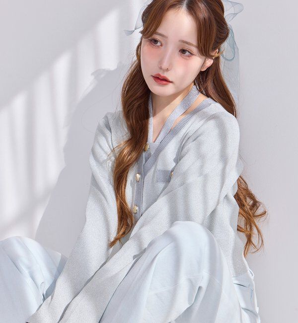  「配色ラメニットカーディガン」|ニット・セーター|