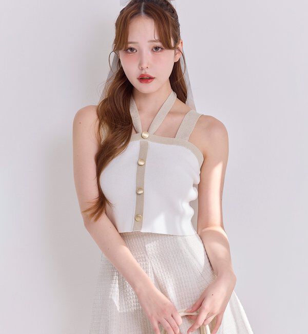  「セット対応/配色ラメニットビスチェ」|ニット・セーター|アイボリー