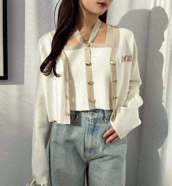  「セット対応/配色ラメニットビスチェ」|ニット・セーター|