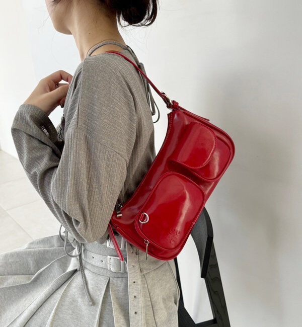  「ロゴポケット付きホーボーバッグ」|ショルダー・メッセンジャー|レッド