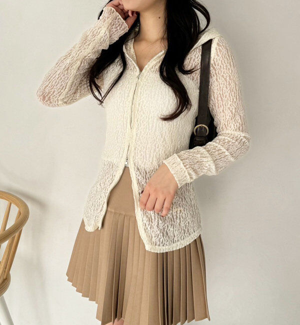  「レースパーカー」|プルオーバー|ベージュ